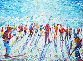 Exhibition Of Pete Caswells Ski Paintings Of The Best Ski Runs Above 3000m In Europe
